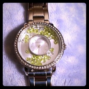 Origami Owl Stainless Steel Watch w/ Peridot & CZs